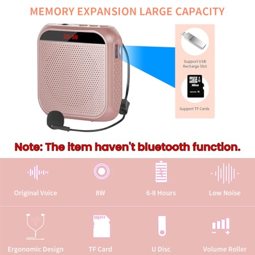 ZORBES® Portable Mini Voice Amplifier 10W 2200mAh Rechargeable PA System Speaker for Teachers Singing Coaches Training Presentation Tour Guide Pink 3 PCS ZORBES® Portable Mini Voice Amplifier 10W 2200mAh Rechargeable PA System Speaker for Teachers Singing Coaches Training Presentation Tour Guide Pink 3 PCS